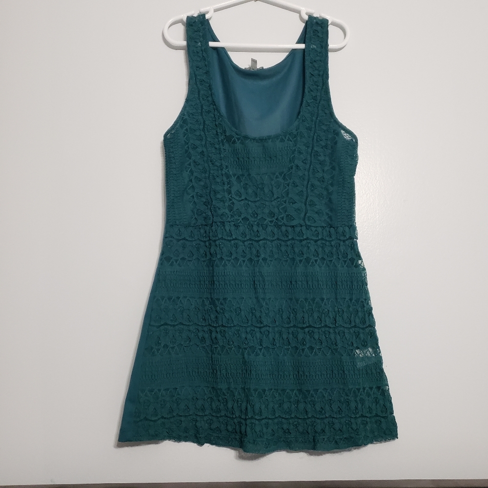 Charlotte Russe Sheer Teal Stretchy Tank top SIZE Small